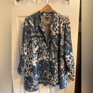 Beautiful blue & cream ladies dressy 1X jacket by Multiples!
